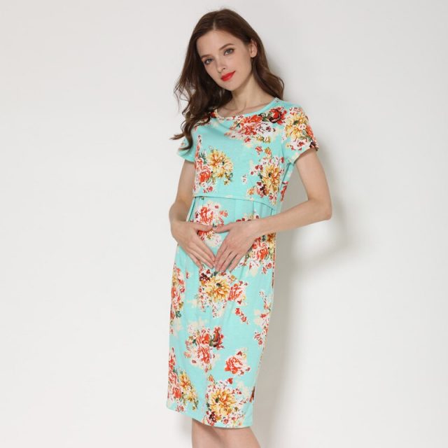Emotion Moms Summer Casual Maternity Breastfeeding Dress Women Pregnancy Clothing Nursing Lactation Wear Drop Shipping
