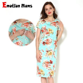 Emotion Moms Summer Casual Maternity Breastfeeding Dress Women Pregnancy Clothing Nursing Lactation Wear Drop Shipping