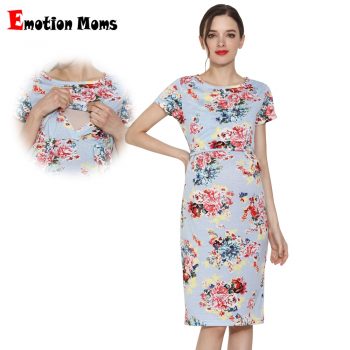 Emotion Moms Summer Casual Maternity Breastfeeding Dress Women Pregnancy Clothing Nursing Lactation Wear Drop Shipping