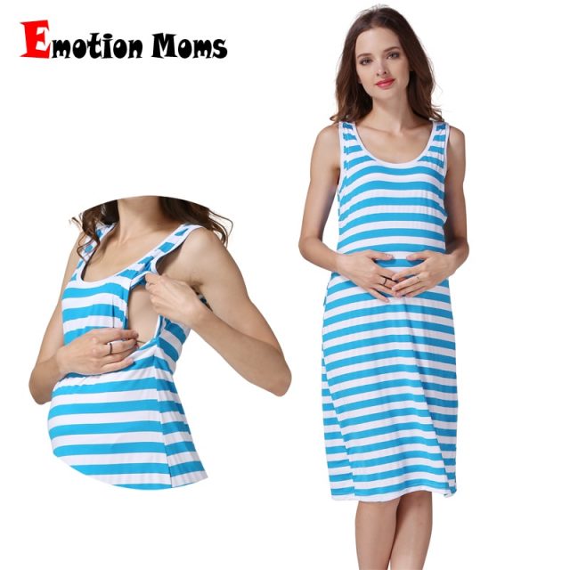 Emotion Moms Summer Maternidad Lactancia Dress Breastfeeding Nursing Dress Soft Stretch Fabric CLEARANCE PRICE