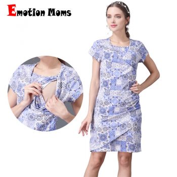 Emotion Moms Short Sleeve Summer Maternity Dress Printed Cotton Lactancia Nursing Breastfeeding Dresses CLEARANCE PRICE