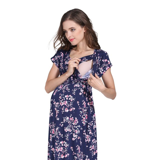 Emotion Moms Floral Maternity Nursing Dress For Pregnant Women Gravidez Soft Pregnancy Breastfeeding Dress Maternity Clothing