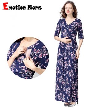 Emotion Moms Maternity Nursing Dress Party Floral Dress Maternity Clothes for Pregnancy Breastfeeding Dresses for Pregnant Women