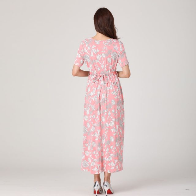 Emotion Moms Women High-Low Surplice Wrap with Waist Belt Maternity Dress Adjustable V Neck Nursing Dress Breastfeeding Clothes
