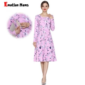 Emotion Moms Spring Autumn Long Sleeve Maternity Nursing Clothing Patchwork Breastfeeding Clothes For Pregnant Women Maternity