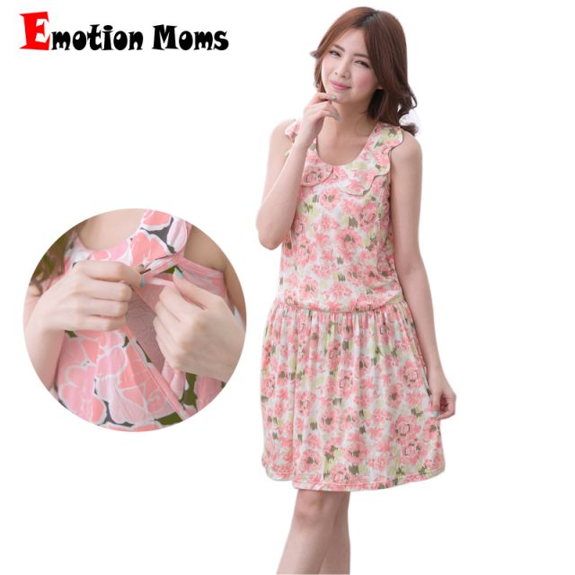 Emotion Moms Maternity Dress Summer Sleeveless Floral Breastfeeding Dresses for Pregnant Women Nursing Clothes CLEARANCE PRICE