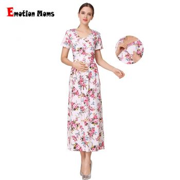 Emotion Moms New Fashion Floral Maternity Clothes for Pregnancy Breastfeeding Dresses for Pregnant Women Maternity Nursing Dress