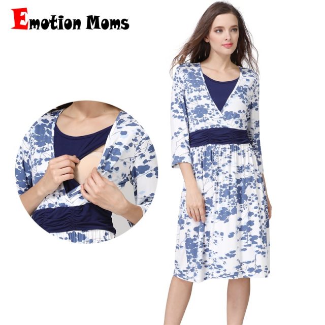 Emotion Moms Summer Spring Maternity Clothes Lactancia Nursing Breastfeeding Dresses for Pregnant Women Maternidad Dress