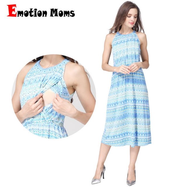 Emotion Moms Fashion Summer Maternity Clothes nursing Dress Breastfeeding Dress for Pregnant Women Maternity Dresses Soft Fabric
