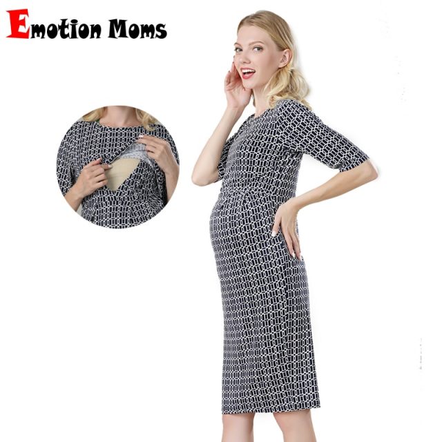 Emotion Moms New Party Maternity Dresses Breastfeeding Clothes Cotton Maternity Clothing for Pregnant Women Summer Nursing Dress