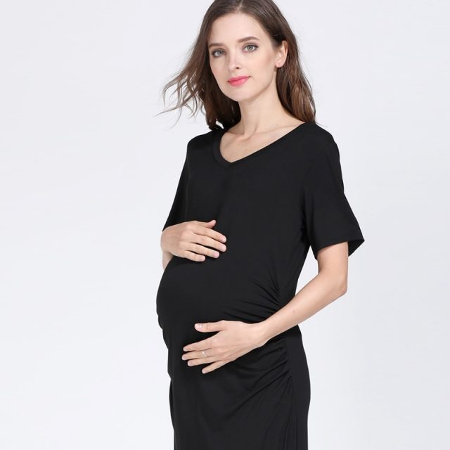 Emotion Moms Short Sleeve Summer Maternity Dresses Pregnancy Middle Dress Gravida Dresses for Pregnant Women