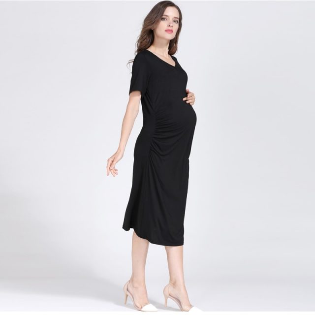 Emotion Moms Short Sleeve Summer Maternity Dresses Pregnancy Middle Dress Gravida Dresses for Pregnant Women