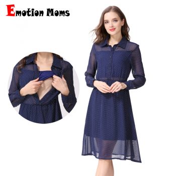 Emotion Moms Long Sleeve Nursing Dress Breastfeeding Dresses for Pregnant Women Maternity Dress Clothing Summer spring