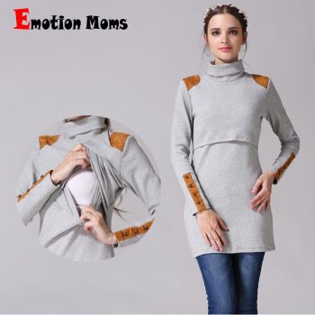 Emotion Moms New Turtleneck Maternity clothes nursing dress Breastfeeding pregnancy clothes for Pregnant Women maternity dresses