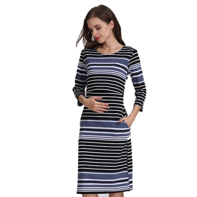 Emotion Moms Cotton Striped Summer Spring Skirt Pregnancy Nursing Dress for pregnant Woman Maternity Dress Breastfeeding Dress