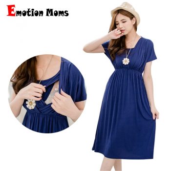 Emotion Moms Fashion nursing Dress Breastfeeding Dress Summer Maternity Clothes for Pregnant Women Maternity Dresses Soft Fabric