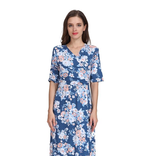 Emotion Moms Maternity Clothing Nursing Dress Party Floral Dress Pregnancy Long Breastfeeding Dresses for Pregnant Women
