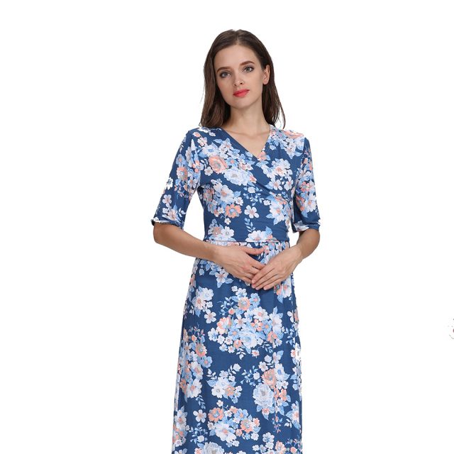 Emotion Moms Maternity Clothing Nursing Dress Party Floral Dress Pregnancy Long Breastfeeding Dresses for Pregnant Women