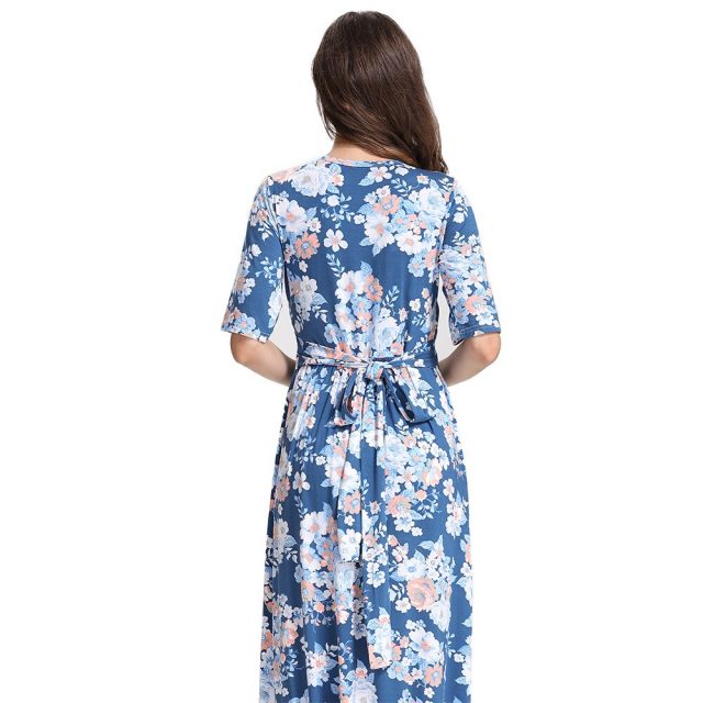 Emotion Moms Maternity Clothing Nursing Dress Party Floral Dress Pregnancy Long Breastfeeding Dresses for Pregnant Women