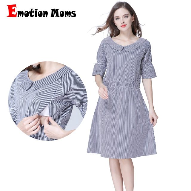 Emotion Moms Striped Maternity Clothes Nursing Breastfeeding pregnancy Dresses for Pregnant Women Maternity Dress S M L XL