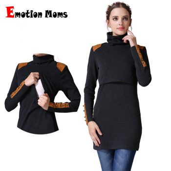 Emotion Moms Turtleneck Maternity clothes nursing Breastfeeding dresses pregnancy clothes for Pregnant Women maternity dresses