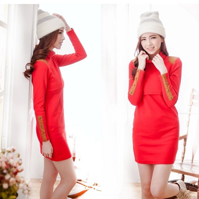 Emotion Moms Turtleneck Maternity clothes nursing Breastfeeding dresses pregnancy clothes for Pregnant Women maternity dresses