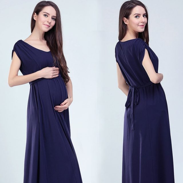 Emotion Moms 2019 Spring Summer Maternity Clothes  Pregnant Women Dress Casual Sexy V Neck For Pregnant Women