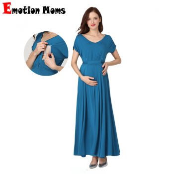 Emotion Moms 2019 Spring Summer Maternity Clothes  Pregnant Women Dress Casual Sexy V Neck For Pregnant Women