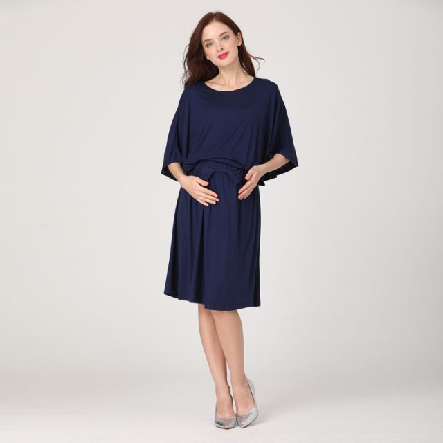 Emotion MomsHot Mom Breastfeeding Clothes Spring New Five-point Sleeves Pregnant Women Dress Loose Pregnant Women Breastfeeding