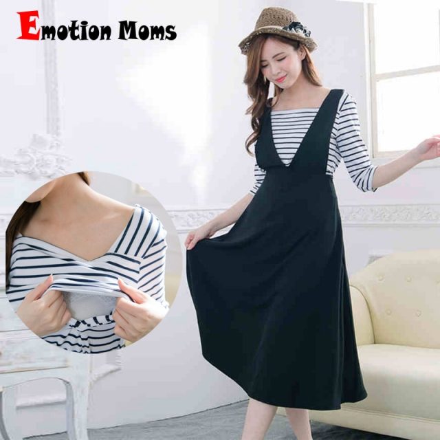 Emotion Moms Fashion Summer Maternity Clothes for Pregnant Women Casual Breastfeeding Dress Nursing Clothing Maternity Dresses