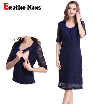 Emotion Moms Lace maternity clothes Party Maternity Dresses Breastfeeding Nursing Dress for Pregnant Women Pregnancy dress