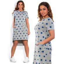 5XL 6XL Large Size New Women’s Dress Casual Summer Plus Size Five Stars Irregular O Neck Short Sleeve Dress Big Size Vestidos