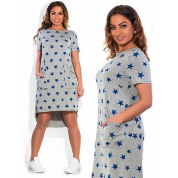 5XL 6XL Large Size New Women's Dress Casual Summer Plus Size Five Stars Irregular O Neck Short Sleeve Dress Big Size Vestidos