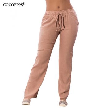 COCOEPPS Women Casual Chiffon Pants Big Size Solid Summer Female Trousers 2019 Large Size Drawstring Elastic Waist Pockets Pants