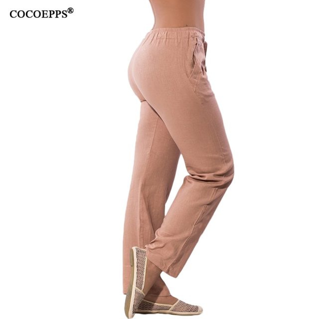 COCOEPPS Women Casual Chiffon Pants Big Size Solid Summer Female Trousers 2019 Large Size Drawstring Elastic Waist Pockets Pants