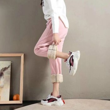 BEFORW 2019 Winter Women Cotton Thickening Lmitation Lamb Hair Warm Sweatpants Casual Comfy Sweatpants Leisure Trousers Pants