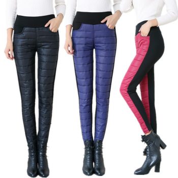 Winter Women Down Pants Plus Size Velvet Trousers Thickening Slim Thermal Female Warm Trousers High Waist Straight Cotton Pant