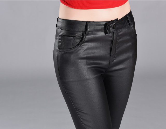 2019 Women Pu Leather Pants Female Sexy Skinny Stretch Pantalons Pencil Streetwear High Waist Fitness Lady Casual Trousers