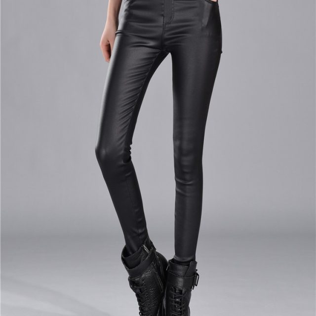 2019 Women Pu Leather Pants Female Sexy Skinny Stretch Pantalons Pencil Streetwear High Waist Fitness Lady Casual Trousers