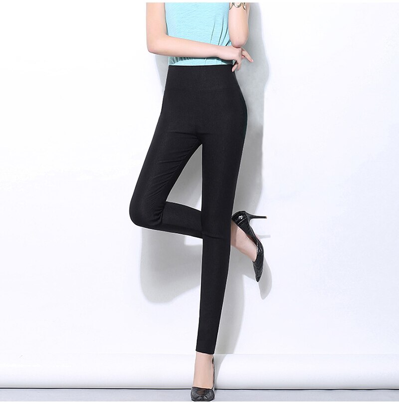 Autumn High Waist Women's Pants in a Cage Streetwear White Black Stretch Trousers for Women Slim Leggings Female Plus Size 6XL