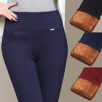 Women Winter Leggings Plus Size High Waist Stretch Thick Legging Solid Skinny Warm Velvet Pencil Pants Lady Trousers 2019 New