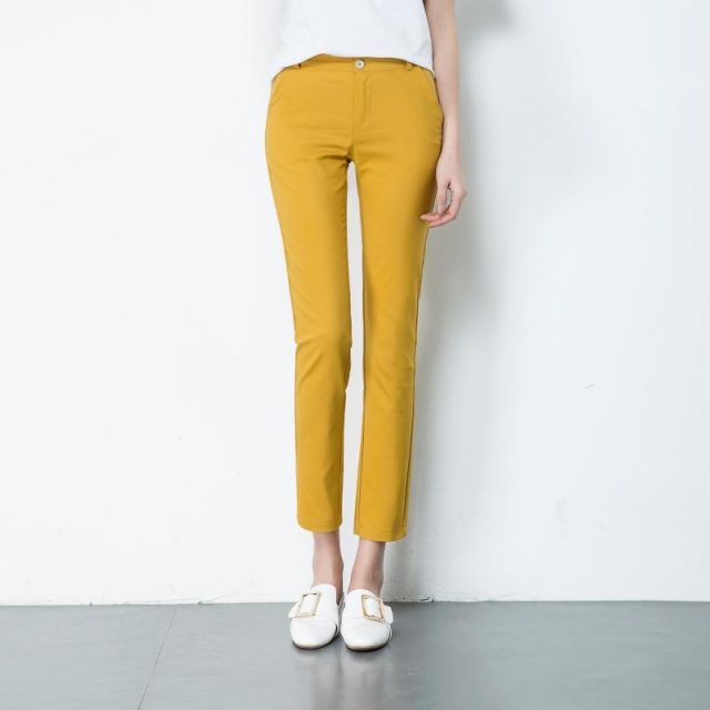 Women’s Casual Candy Pencil Pants 2019 New arrival 95% Cotton Elastic Slim Skinny Pants Femal Women’s Stretch Pencil Trousers