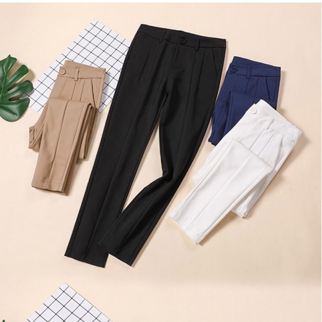 Trousers Women 2019 New  Ankle-length Capris Female Leggings Pantalon Femme Workwear Slim High Waist Elastic Casual Woman Pants