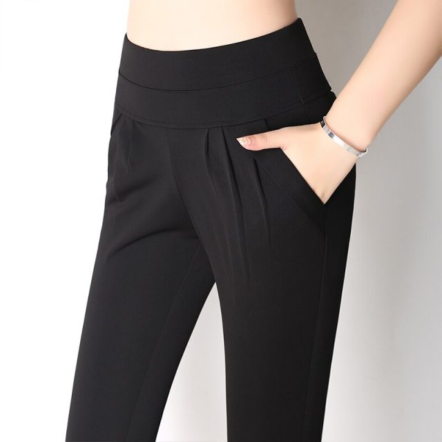 2019 Summer Harem Pants Elastic High Waisted Calf-length Women Casual Thin Pants Pantalones Mujer Big Plus Size S~4XL 5XL 6XL