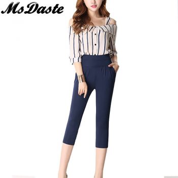 2019 Summer Harem Pants Elastic High Waisted Calf-length Women Casual Thin Pants Pantalones Mujer Big Plus Size S~4XL 5XL 6XL