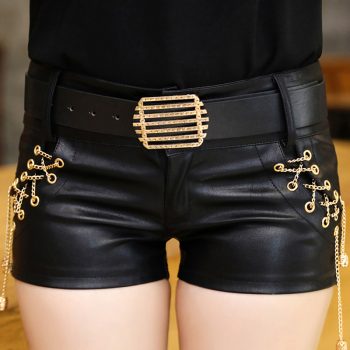 New 2019 Fashion Women Shorts PU Black Womens Shorts PU Leather Shorts Femme Sexy Motor Mini Shorts Femininos S~XL