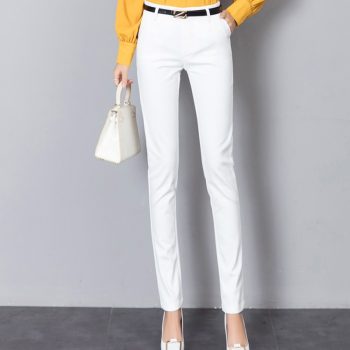 Pencil Pants for Women Office OL Work Wear Skinny Pants with Belt 2019 Autumn High Waist Female Vintage Trousers Pantalon Femme