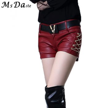 2019 Spring Women Bodycon Shorts Femme Pu Leather Lady Slim Casual Skinny High Waist Shorts Boots Short Feminino Black Red S~XL