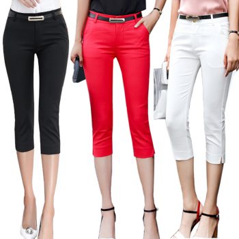 Pants Women Summer Skinny Breeches Cropped Trousers High Waist Office Lady Slim Capris Pantalon Femme Woman Bodycon Pencil Pant