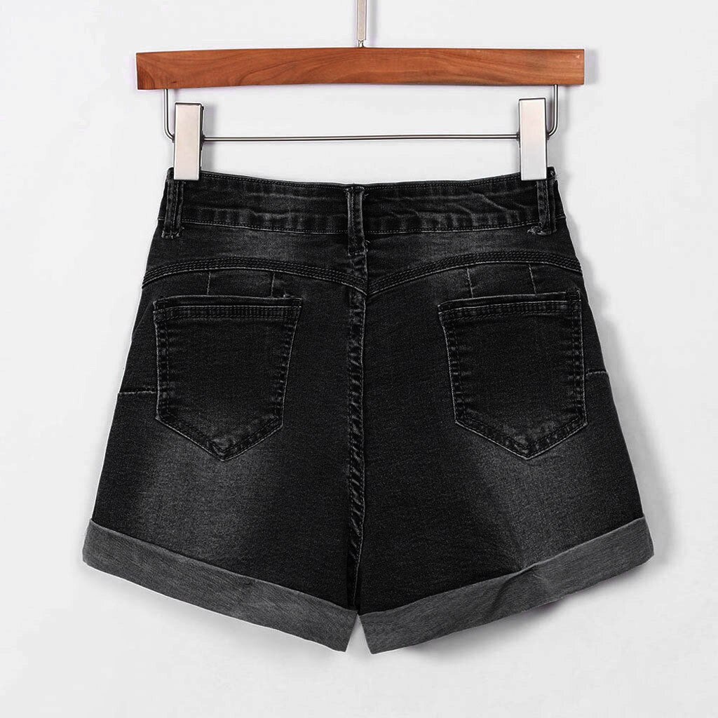 New Summer ladies hole denim shorts women's low waist washed holes short paragraph mini jeans jeans shorts spodenki damskie 40*